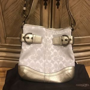 Coach White and Gold Metallic Crossbody NEW